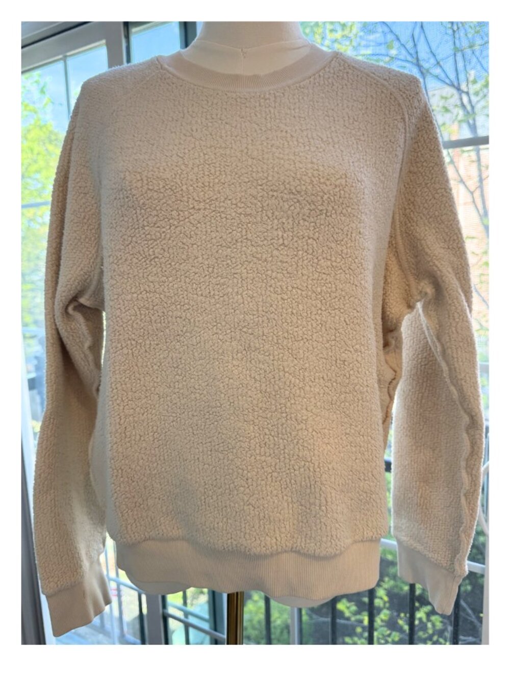 perfectwhitetee Ziggy reverse fleece crew neck sweatshirt in Sugar Size Large - Picture 4 of 7